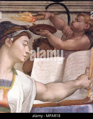 Anglais : l'Erythraean Sibyl (détail) 1509. 891 Michelangelo, sibille, l'érythrée 02 Banque D'Images