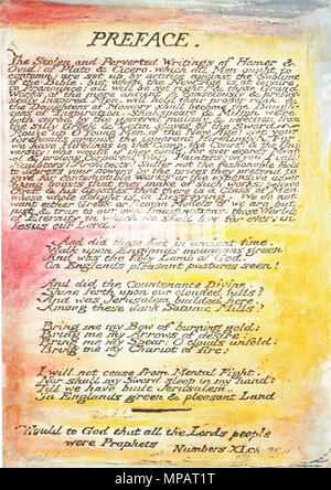 . Anglais : page de livre . 1809. William Blake (1757-1827) Noms alternatifs W. Blake ; Uil'iam Bleik Description La peintre, poète, écrivain, théologien, collectionneur et graveur Date de naissance/décès 28 Novembre 1757 12 août 1827 Lieu de naissance/décès Broadwick Street London Charing Cross lieu de travail contrôle d'autorité : Q41513 : VIAF 54144439 ISNI : 0000 0001 2096 135X ULAN : 500012489 RCAC : n78095331 NLA : 35019221 895 WorldCat Milton préface Banque D'Images