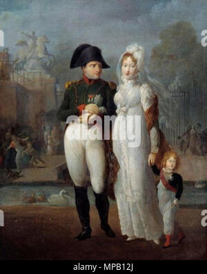 . Anglais : Napoléon Ier, Marie Louise d'Autriche et le roi de Rome dans les jardins des Tuileries . 13 avril 2017. Peintre français du 19e siècle anonyme 917 Napoléon Ier, Marie Louise d'Autriche et le roi de Rome dans les jardins des Tuileries Banque D'Images