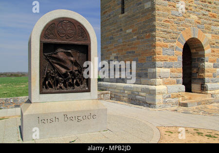 La Brigade irlandaise Monument, à la fin de Bloody Lane à Antietam, distinctions honorifiques volontaires irlandais du 63e, 69e, et 88e Régiments d'infanterie volontaire NY Banque D'Images