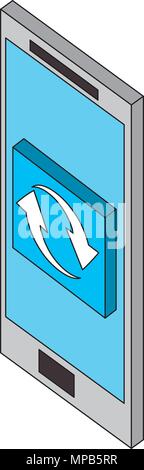 Recharger smartphone bouton flèches isométrique web Illustration de Vecteur