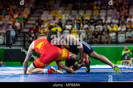 Kane Charig v Bajrang chez les hommes 65k or Lutte libre jeux 2018 Match-Commonwealth Banque D'Images