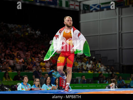 Kane Charig v Bajrang chez les hommes 65k or Lutte libre jeux 2018 Match-Commonwealth Banque D'Images