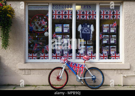 Kelso, Scottish Borders - accueillir le Tour à vélo de la Grande-Bretagne en 2017, maintenant une visite régulière à la ville. L'Union, la décoration. Banque D'Images