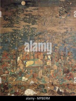 . Anglais : Butsu nehan-zu, Hosenji Kesennuma, Miyagi, Japon, 仏涅槃図 . La période Muromachi (pré-1573). période de Muromachi anonyme 922 artiste Nehan-zu (Hosenji Kesennuma) Banque D'Images