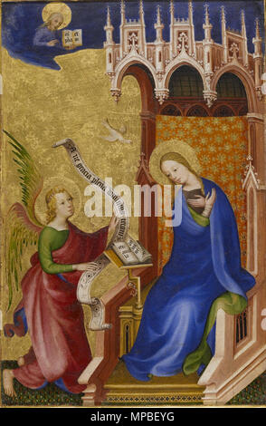 (Anonyme) Russisch. Retable "Pliage montrant le Baptême du Christ,' ca. 1400 Tempera et d'huile de ( ?) avec feuille d'or sur panneau. Walters Art Museum (37,1683) : Musée acheter [qui faisait autrefois partie de la Collection Walters, 1939]. 37,1683922 - Russisch deux panneaux représentant l'Annonciation, le Baptême du Christ et la Crucifixion de l'Antwerp-Baltimore Quadriptych - Walters 371683 (2) Banque D'Images