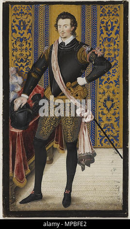 Anglais : Robert Dudley . Personne illustrée : Sir Robert Dudley English : miniature du cabinet de Sir Robert Dudley (1574-1649) Explorateur anglais, appelé comte de Warwick et duc de Northumberland. . Entre 1590 et 1599 circa circa. 924 Nicholas Hilliard Sir Robert Dudley, le titre de duc de Northumberland Banque D'Images