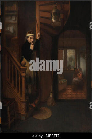 Anglais : l'Espion 1655. Nicolaes MAES 926 - l'homme d'écoute Banque D'Images