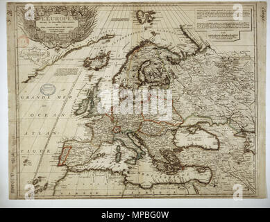 926 Nicolas de Fer. L'Europe, suivant les nouvelles observations de Mrs de l'Académie royale des sciences. 1716 Banque D'Images