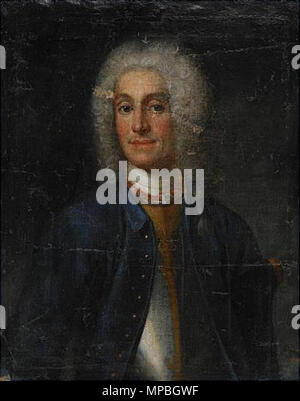 . Anglais : probablement portrait dépeignant le colonel Nils von Ungern Sternberg (1696-1756). Il a également été considéré comme représentant l'étoile Johan Rääf en Småland (1671-1744). Svenska : Porträtt föreställande sannolikt översten friherre Nils von Ungern Sternberg (1696-1756) iklädd uniformsrock harnesk och blå - midjebild Registerad Porträttarkivet j'Svenska, SPA 1921:107, porträttet ansetts föreställa fänrik har även Johan Rääf Småland (1671-1744) je . 18e siècle. 930 Nils von Ungern Sternberg Banque D'Images