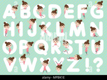 Ensemble de diverses poses de femme enceinte A à Z Illustration de Vecteur