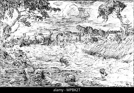 . Halfdan Egedius : l'illustration de l'Olav den helliges saga. Édition 1899-Snorre. « Styrtede Fossefald Vandene sig med imod Kong Knuts Skib og Folk." NB : "Vannet flommet som en foss mot kong Knuts skip to og folk." nn : "Vatnet fossande skipsflåten sur kom til kong Knut." . 1898. Halfdan Egedius (1877-1899) Noms alternatifs Halfdan Egedius Johnsen norvégien Description peintre, dessinateur, graveur, illustrateur et graphiste Date de naissance/Décès 5 Mai 1877 2 février 1899 Lieu de naissance/décès d'Oslo Drammen contrôle d'autorité : Q2666703 : VIAF 76375730 ISNI : 0000 0001 0917 2966 ULAN : 5 Banque D'Images