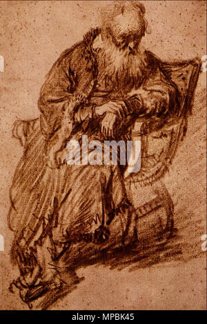 . Vieil homme assis dans un fauteuil . À DÉTERMINER, sera mis à jour. 940 Vieil homme assis dans un fauteuil -Rembrandt Harmenszoon van Rijn Banque D'Images