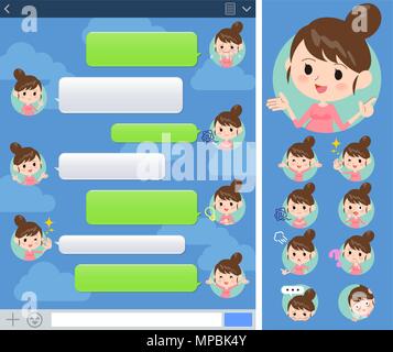 Ensemble de diverses poses de femme enceinte fenêtre sns Illustration de Vecteur