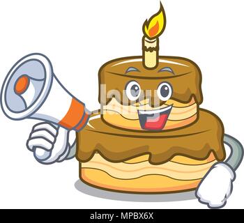 Gateau D Anniversaire De Trompette Avec Mascot Cartoon Image Vectorielle Stock Alamy