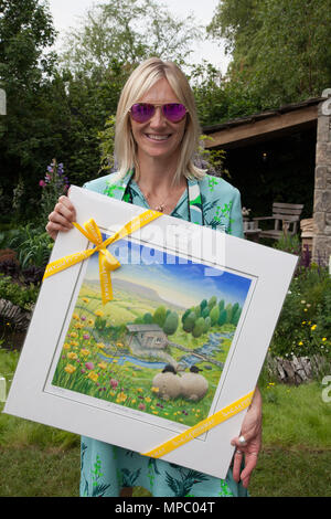 Chelsea, London, UK. 21 mai, 2018. Jo Wiley sur le Yorkshire Bienvenue au jardin à Chelsea Flower Show 2018, conçu par Mark Gregory pour Landformconsultants.fr Crédit : Jenny Lilly/Alamy Live News Banque D'Images