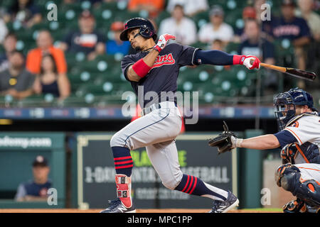 19 mai 2018 : Cleveland Indians shortstop Francisco Lindor (12) pendant un match entre les Astros de Houston et les Indians de Cleveland au Minute Maid Park de Houston, TX. Cleveland a gagné le match 5 à 4...Trask Smith/CSM Banque D'Images