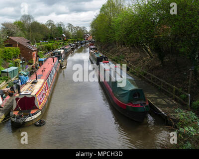 Saltisford Narrowboats amarré dans un bras du bassin du Canal Grand Union Canal Warwick Warwickshire Angleterre UK Banque D'Images