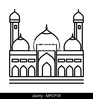 L'icône de la ligne de contour de la mosquée, vecteur de signer, style linéaire isolé sur blanc pictogramme. Symbole, logo illustration. Illustration de Vecteur