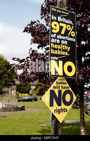 Aucun référendum avortement irlandais affiches de campagne à proximité d'une église catholique dans le breaffy Mayo Irlande Banque D'Images