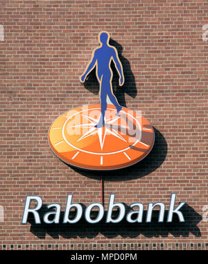 Amsterdam, Pays-Bas-octobre 10, 2015 : Rabobank signe sur un mur à Amsterdam Banque D'Images