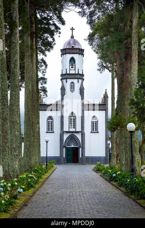 São Nicolau Church - église du village dans la région de Sete Cidades, São Miguel, Açores, Portugal Banque D'Images
