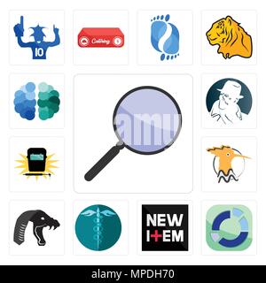 Ensemble de 13 icônes modifiable simple comme le groupe de discussion, privé, nouvel élément, hipaa, mamba, huppe fasciée, soudure, Detective, le cerveau peut être utilisé pour le mobile, nous Illustration de Vecteur