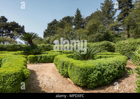 Jardins, proche de la monastère sur l'île de Lokrum, dans la mer Adriatique au large de Dubrovnik, Croatie. Banque D'Images