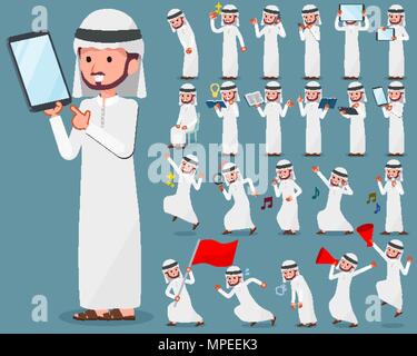 Ensemble de diverses poses de télévision arabe type man 2 Illustration de Vecteur