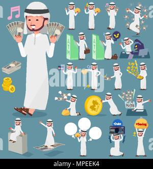 Ensemble de diverses poses de télévision arabe type man argent Illustration de Vecteur