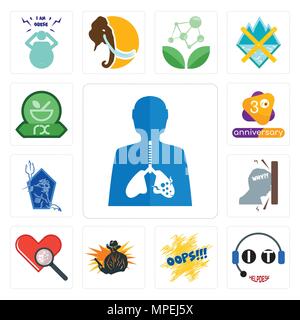 Ensemble de 13 icônes modifiable simples telles que l'inflammation, d'assistance informatique, oops, hors la loi, de cholestérol, de frustration, de Neptune, 3e anniversaire, la pharmacie peut être u Illustration de Vecteur