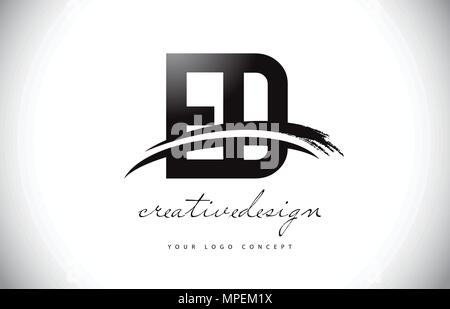 ED E D Lettre avec logo Swoosh noir et coup de pinceau. Coup de pinceau créatif moderne lettres logo Vector Illustration de Vecteur