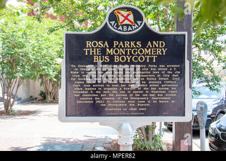 Rosa Parks et le Boycott des bus de Montgomery, l'arrestation, Montgomery, Alabama, États-Unis Banque D'Images