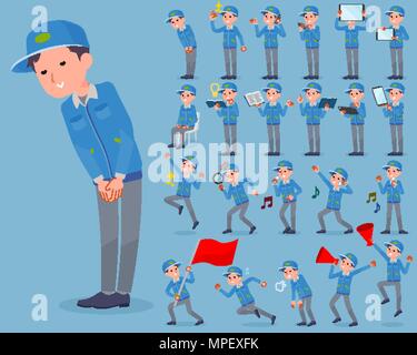 Ensemble de diverses poses de télévision type livraison homme 2 Illustration de Vecteur