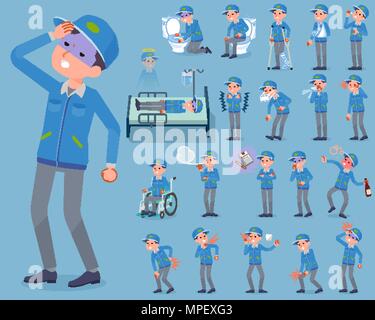 Ensemble de diverses poses de télévision type livraison homme maladie Illustration de Vecteur