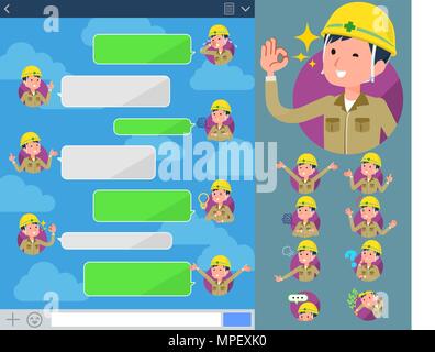 Ensemble de diverses poses de casque de type plat construction worker man sns Illustration de Vecteur