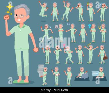 Ensemble de diverses poses de type télévision grand-père patient 1 Illustration de Vecteur