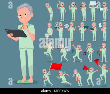 Ensemble de diverses poses de type télévision grand-père patient 2 Illustration de Vecteur