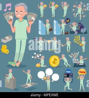 Ensemble de diverses poses de type télévision grand-père patient argent Illustration de Vecteur