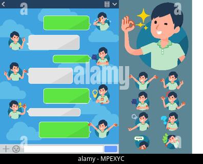 Ensemble de diverses poses de patient type plat homme sns Illustration de Vecteur