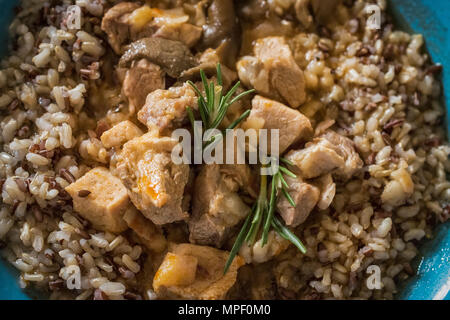 Ragoût de porc et le riz brun Banque D'Images