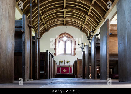 L'intérieur de l'église paroissiale de Stoke Pero, Parc National d'Exmoor, Somerset, UK Banque D'Images