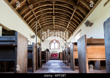 L'intérieur de l'église paroissiale de Stoke Pero, Parc National d'Exmoor, Somerset, UK Banque D'Images