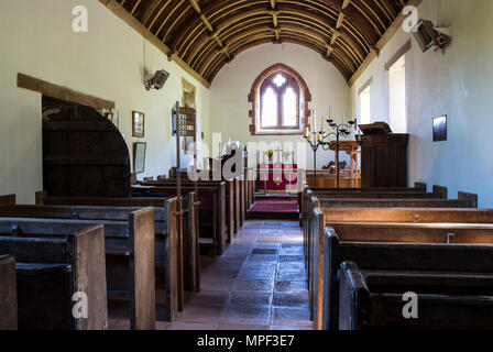 L'intérieur de l'église paroissiale de Stoke Pero, Parc National d'Exmoor, Somerset, UK Banque D'Images