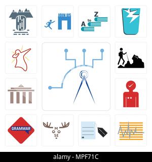 Ensemble de 13 icônes modifiable simple tels que les télécoms, tracker, demander un devis, l'orignal, de la grammaire, de l'expérience client, municipalité, randonneur, dab peut être utilisé f Illustration de Vecteur