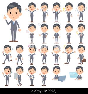 Ensemble de costume gris de diverses poses Businessman 1 Illustration de Vecteur