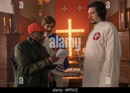 DATE DE SORTIE : Août 10, 2018 TITRE : BlacKkKlansman STUDIO : Focus Réalisateur : Spike Lee PLOT : Ron Stallworth, un officier de police de Californie, a réussi à infiltrer le Ku Klux Klan local et a été nommé chef de la section locale. Avec : Spike Lee Directeur, Topher Grace et ADAM DRIVER sur set . (Crédit Image : © Focus/photos) Banque D'Images