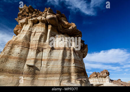 Bisti Badlands est un lieu de stockage géologique avec ses formations de grès incroyable, big sky et arbres pétrifiés. Banque D'Images