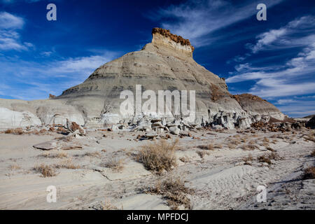 Bisti Badlands est un lieu de stockage géologique avec ses formations de grès incroyable, big sky et arbres pétrifiés. Banque D'Images