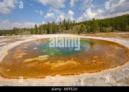 Piscine chromatique dans le coin supérieur Geyser Basin dans le Parc National de Yellowstone Banque D'Images